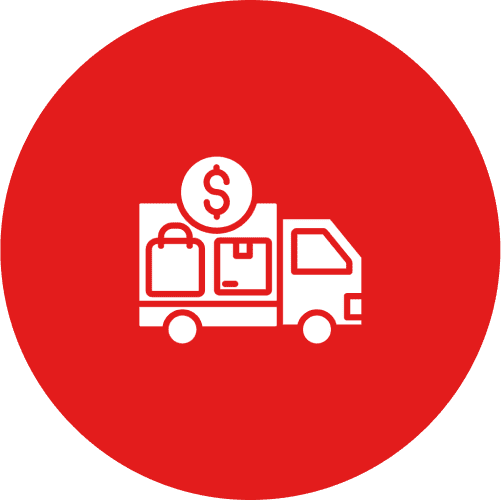 Delivery truck icon with dollar sign.